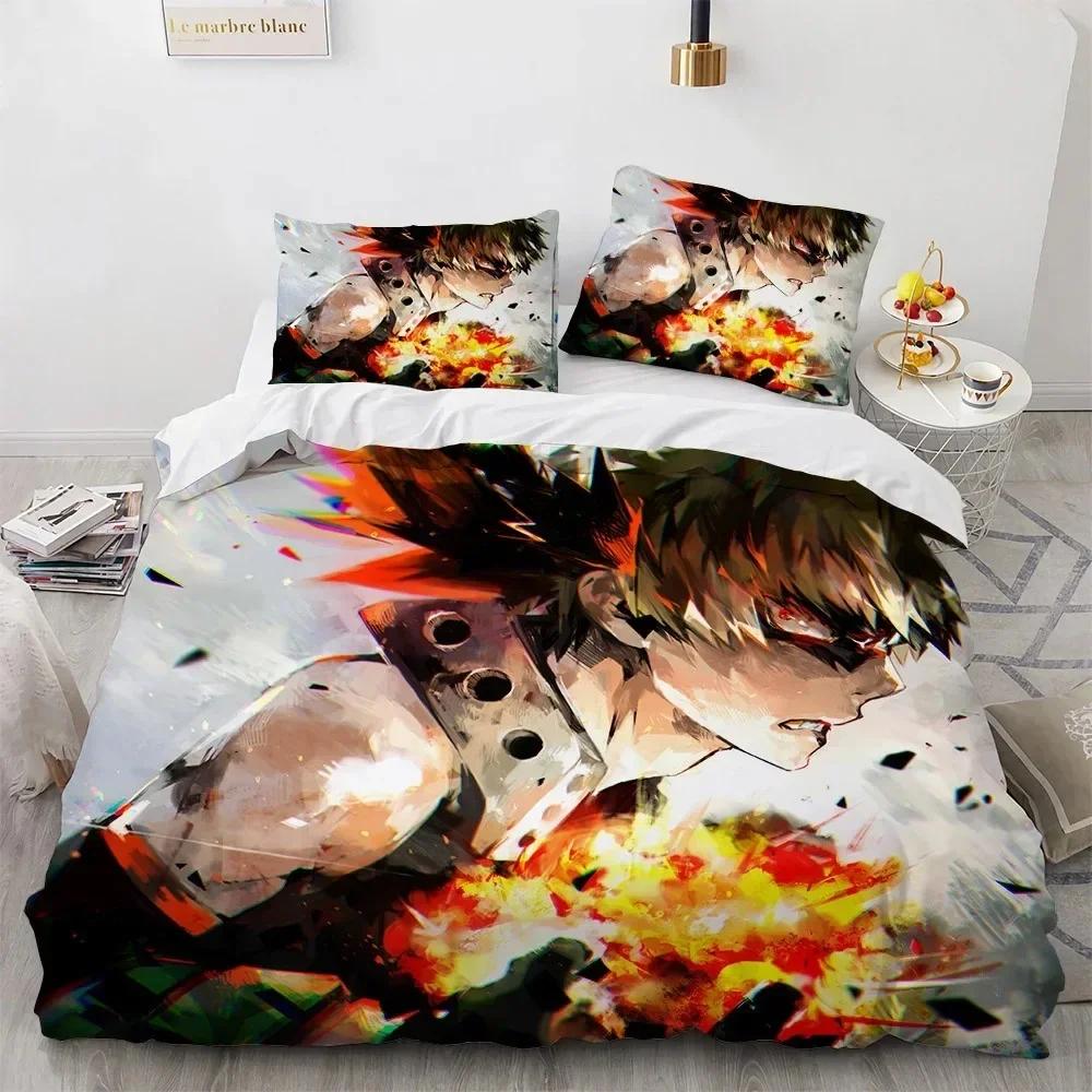 

3D Аниме Моя Геройская Академия Персонажи Принтованный Постельный Комплект Пододеяльник Наволочка Постельное Белье Льняная Простыня Покрывало Пододеяльник Полный Размер Королевы 70x133cm 2pcs