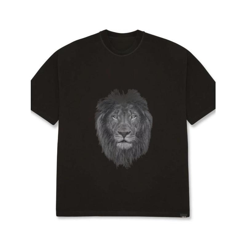 

Oversized T Shirt Black Lion Face Print Graphic Tee Unisex Casual Streetwear Fashion Men Women Daily Wear Outfit XXXXL чёрный