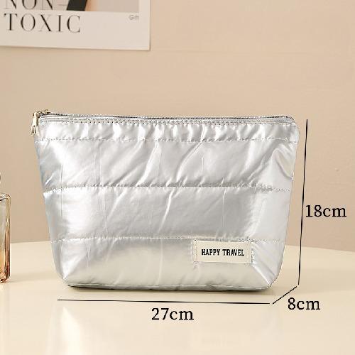 

Large Capacity Tote Cosmetic Bag New Gold Silver Travel Toiletry Pouch Portable Makeup Organizer for Lipstick Cosmetics Case 8*12*21