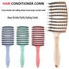 Wheat Straw Scalp Massage Curved Hairbrush for Curly Styling