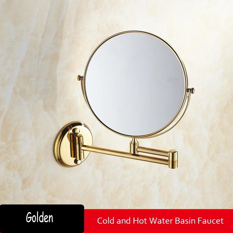 

High Quality Gold 8 Inch Mirror Wall Mounted Bathroom Makeup Mirror Extending Folding Double Sided Bathroom Mirror Rotating золотистый