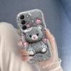 For Samsung Galaxy S26 S25 S24 Ultra S23 FE S22 S21 Plus A16 A26 A36 A56 A55 A54 Cartoon Grizzly Bear Pink Heart Printed Cover