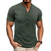 Herrkortärmade Henley-skjortor Sommar Knapp T-shirts Casual Basic T-shirt Enfärgade T-shirts Mjuka Bekväma Toppar Klassisk Atletisk Passform T-shirt för Män
