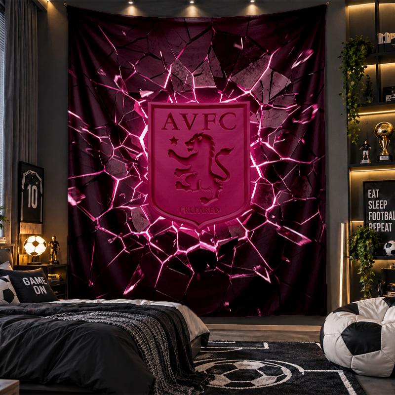Wall Hanging Tapestry Aston Villa Football Print Cloth for Living Room Bedroom Home Decor
