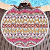 Ethnic Plaid Beach Creative Swimming Towel Microfiber Round Beach Towel Mandala Stripes Adult Large Round Bath Towel