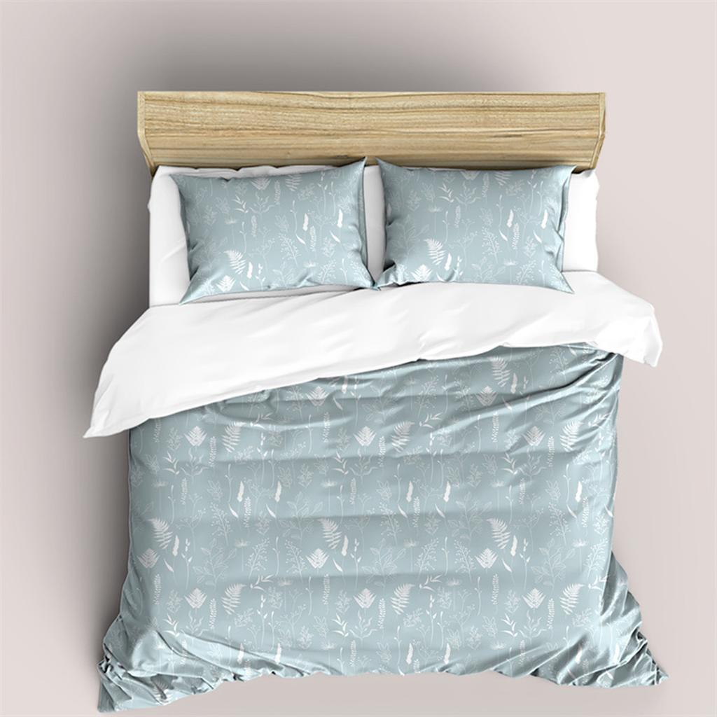 Blumen und Blätter Bettbezug Mikrofaser Botanisches Unkraut für Kinder Frauen für Schlafzimmerdekorationen Schlichter Stil Queen King Size