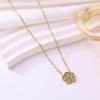 Exquisite Luxury Diamond Flower Necklace & Earring Set for Women, 18K Gold Plated Titanium Steel