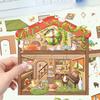 Cartoon Landscape Sticker Cat House Scene 3D Three-dimensional House Unzip DIY Scene Handbook Sticker