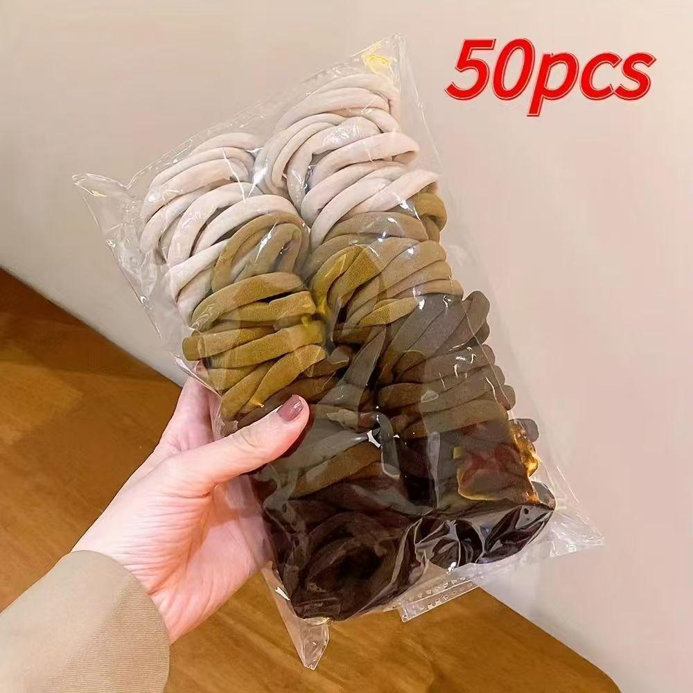50 STUKS/Set Nieuwe Dames Meisjes Snoepkleuren Nylon Basic Scrunchie Haarband Paardenstaart Houder Haarelastiekjes Mode Haaraccessoires