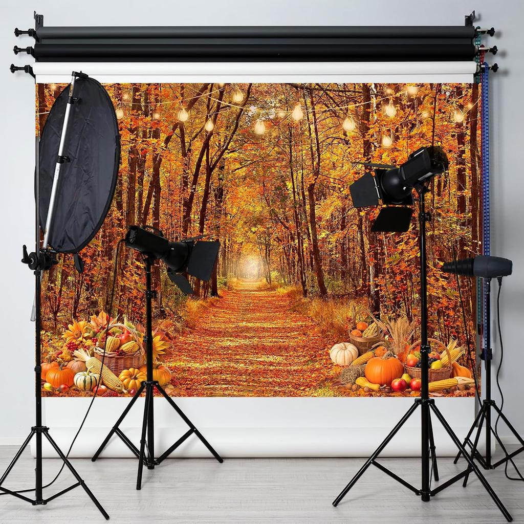 7x5Ft Fall Backdrops for Photography Autumn Thanksgiving Fall Banner