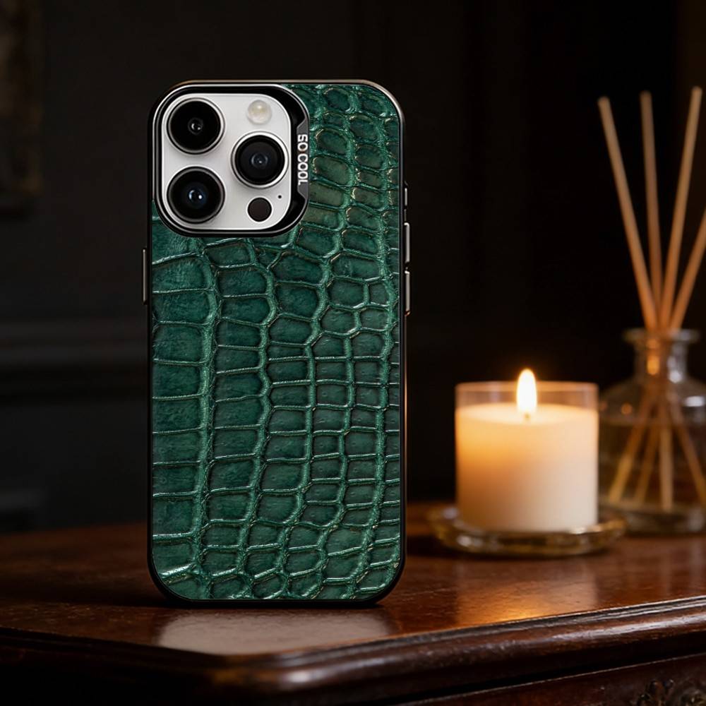 Crocodile Skin Phone Case Color Silver Shell For IPhone 17 16 15 14 13 12 11 Pro Max Plus