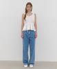 CLUNY Soft Ribbon Shirring Blouse - White