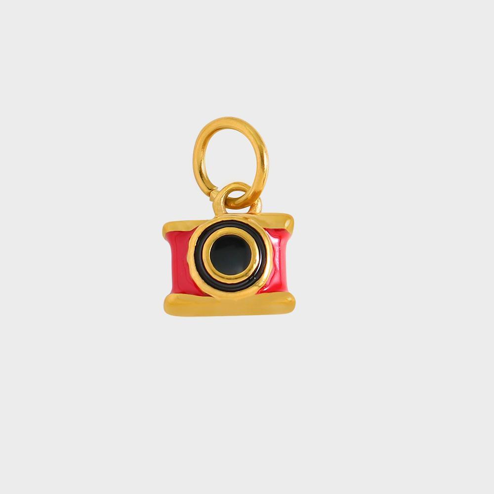 Retro 3D Camera Series Pendant 18K Plated Stainless Steel Charms DIY Handmade Gifts for Photographers & Travel Lovers