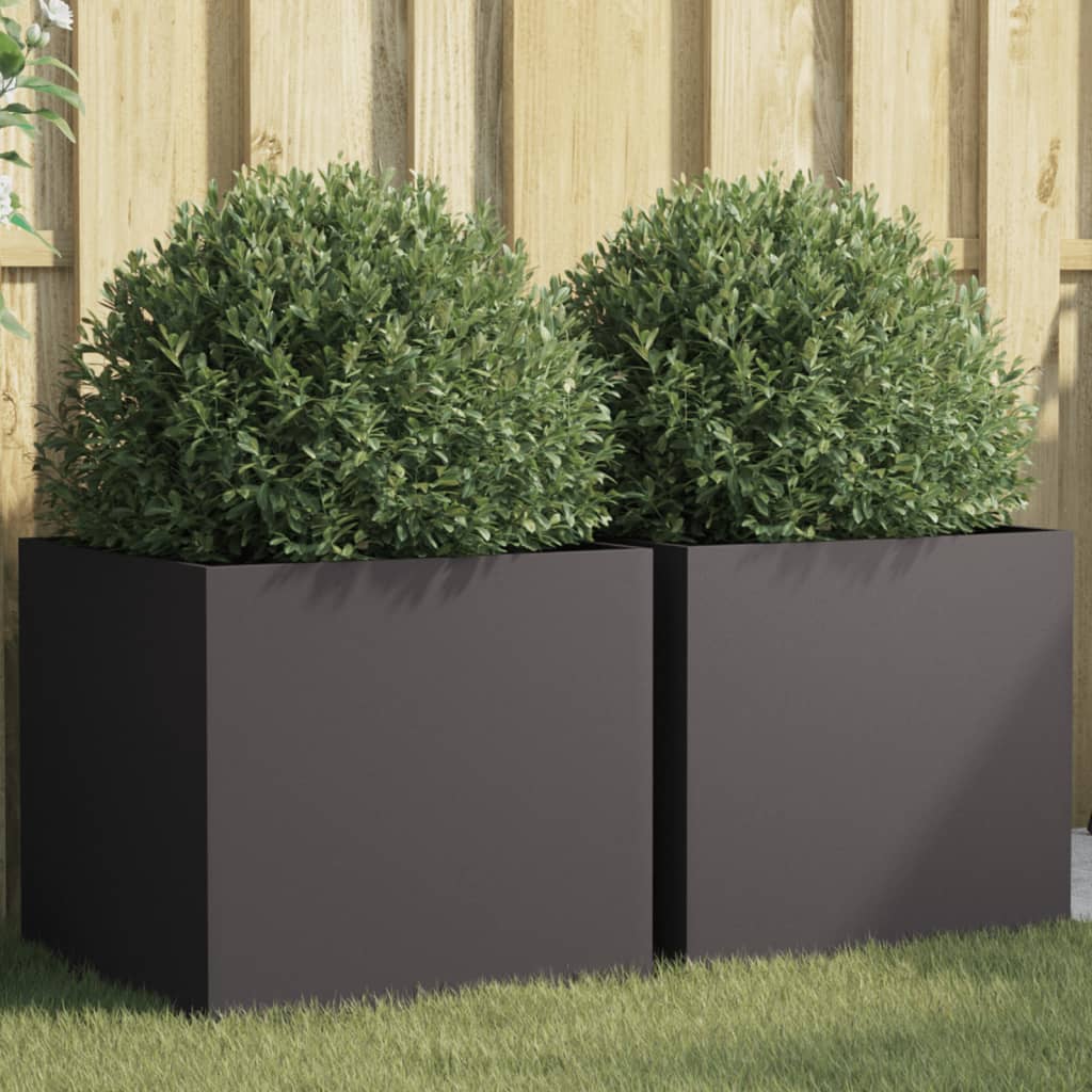 Vidaxl Blumentöpfe, 2 Stück, Schwarz, 49x47x46 cm, Stahl