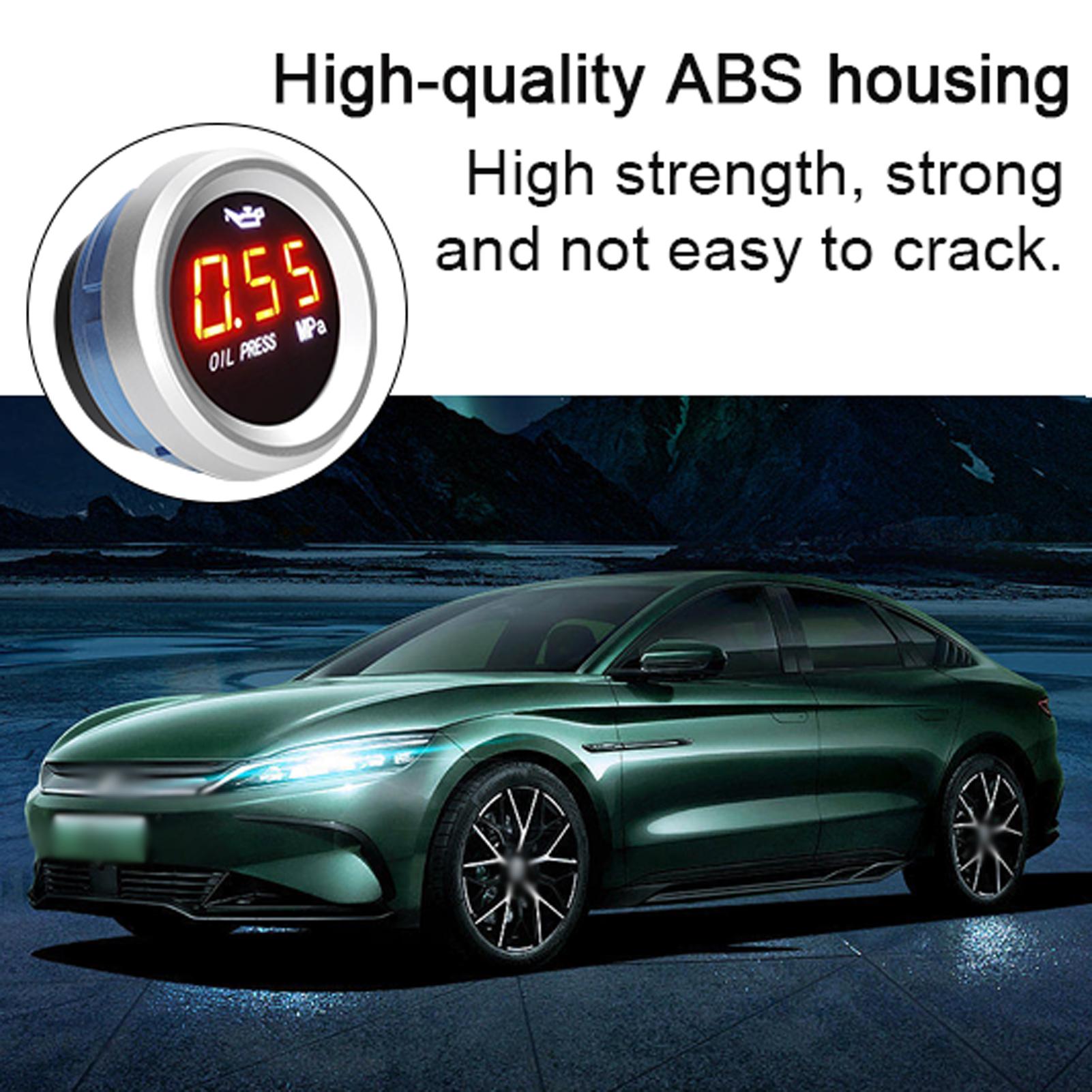 

52mm Oil Pressure Gauge Car Digital Meter LED Display 9 35V with 1 8NPT Sensor Alarm Function чёрный