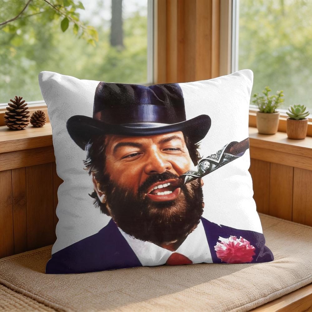 Tterence Hill Bud Spencer Cushion Cover Square Short Plush Pillow Case Living Room Sofa Home Decor Funda X