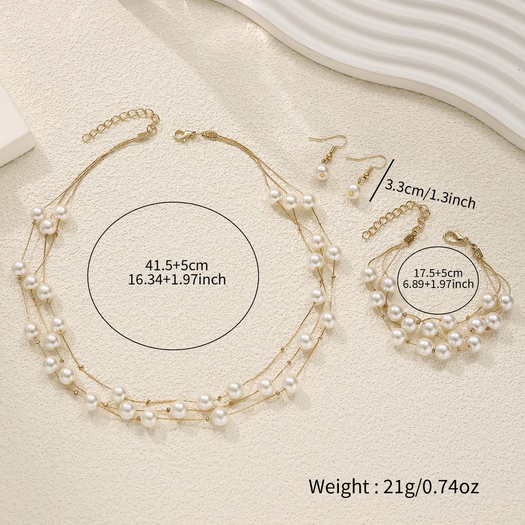 Elegant Fashion Multi-layer Stacked Imitation Zircon Necklace+Bracelet+Earrings Women's Zircon Set Perfect Daily Party Wear Gift
