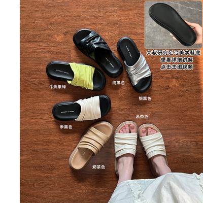 [Support the Sole of the Arch] Summer Dopamine Outer Wear To Increase the Height of Casual One-word Sandals Women's 2025 Thick-soled Sandals