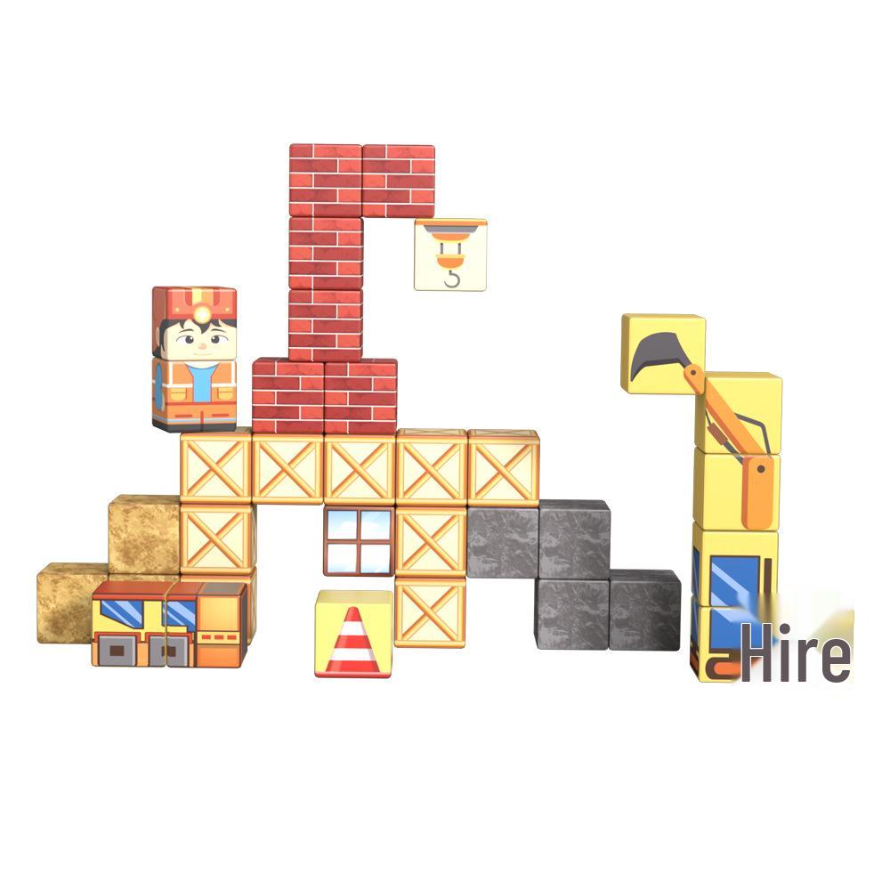 Cross-Border Excavator Magnetic Building Blocks Set: Children's Educational Toy in a Portable Iron Box