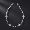 Salircon Exquisite Imitation Pearl Pants Keychain Wallet Belt Chain Men Women Punk Cross Rhinestone Trousers Chain Jewelry