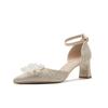 Baotou hollow sandals women's new champagne high heels, light mouth pointed tip not tired feet thick heel single shoes
