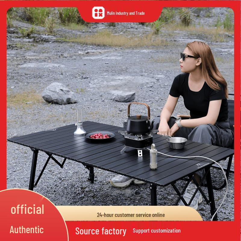 Aluminum Alloy Lift-up Egg Roll Table | Portable Folding Table for Outdoor Picnic and Camping