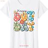 Happy Dot Day Hippie Blumen Groovy Lehrer Damen Rundhals T-Shirt Vintage Unisex Grafik Dehnbar Vielseitig