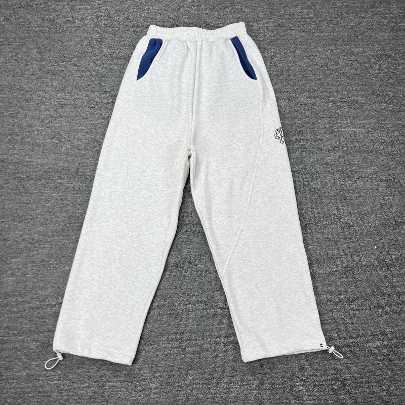 Unisex American Patchwork Batwing Sleeve Embroidered Fleece Hoodie and Casual Pants Set
