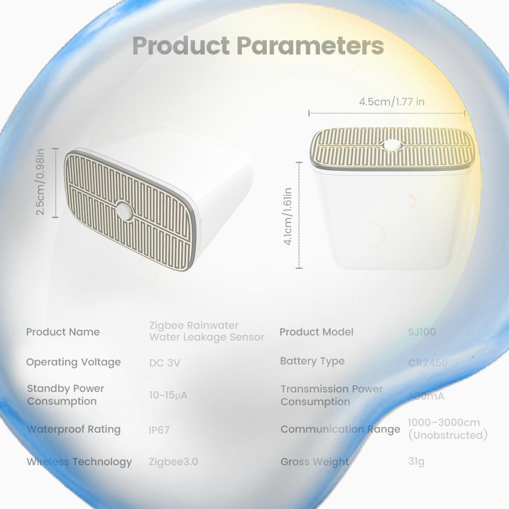 

For Zigbee Water Leak Sensor IP67 Waterproof Smart Water Sensor Alarm for Outdoor Wireless Real-Time Detection China Mainland