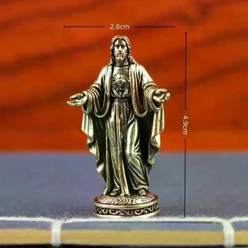 Brass God Statue Handmade Vintage Craft Figurine Retro Ornament For Home Living Room Art Decor Small Copper Collectible Statue