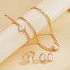 5PCS Women's Irregular Imitation Pearls Jewelry Set For Women Fashion Gold Color Necklace Bracelet Ring Earrings Wedding Jewelry
