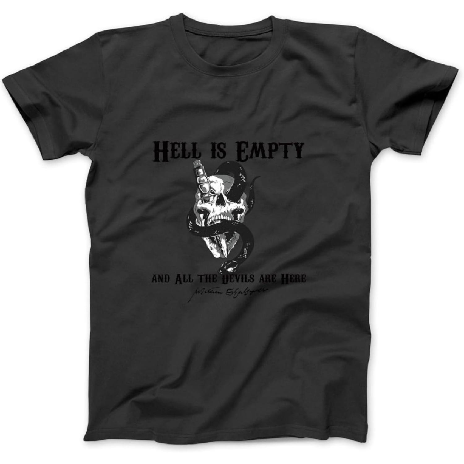 Hell is Empty and All The Devils are HERE Shakespeare Meme Long Sleeve, T-Shirt, Sweatshirt, Hoodie for Men Women Kids Made in Canada Black S