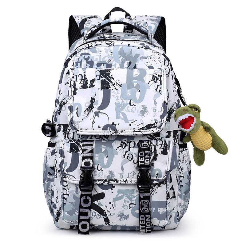 Schoolbag New Fashion Versatile Student Male Personality Simple Graffiti Letter Backpack Large Capacity High School Student Casual Backpack