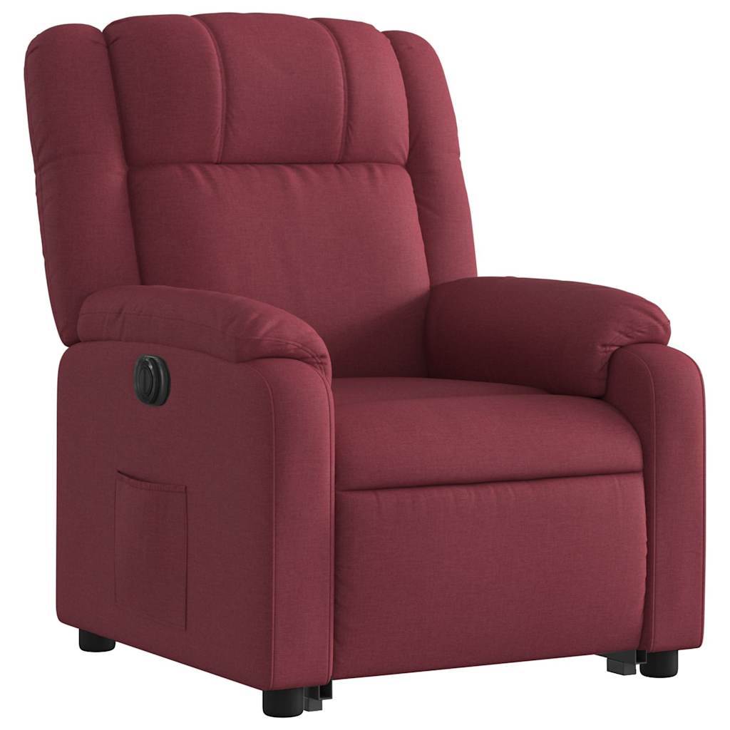 Electric Recliner Chair with Rising Function Burgundy Fabric