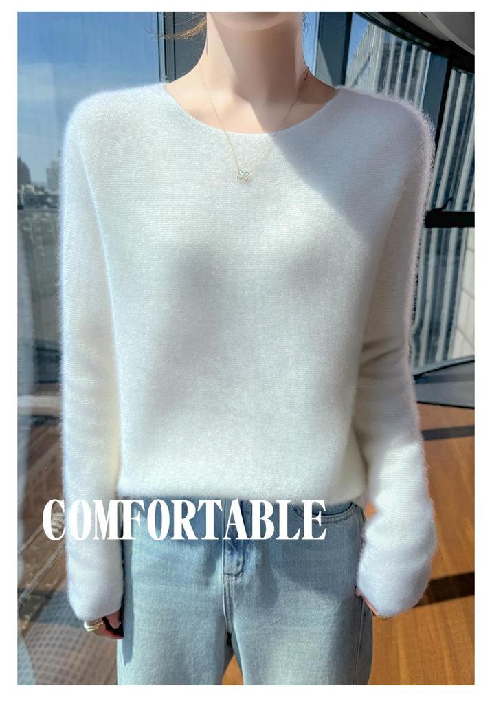 Women's 100% Wool Low-Neck Slimming Sweater - Soft, Flattering, High-End Feel for Spring/Autumn
