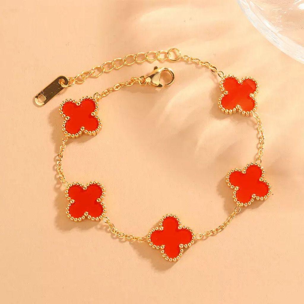 Titanium Steel Four-leaf Clover Bracelet Non-fading Double-sided Bracelet Classy Four-leaf Clover Bracelet