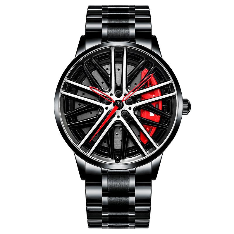 SVJ Genuine Car Wheel Hub Men's Watch Three-dimensional Brake Hollow Personality Dial Sports Car Modified Black Technology Waterproof