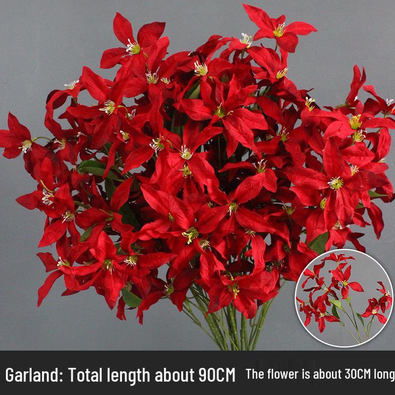 Wine Red Artificial Floral Bouquet - Chinese Wedding & Engagement Ceiling Decoration