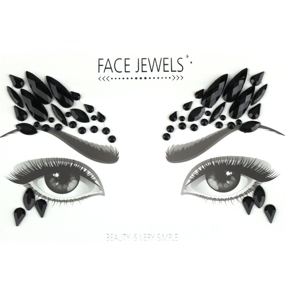 Fashion Colorful 3D Crystal Temporary Tattoo Face Gems Jewels Rhinestone Glitter Adhesive Stickers Festival Body Facial Decor