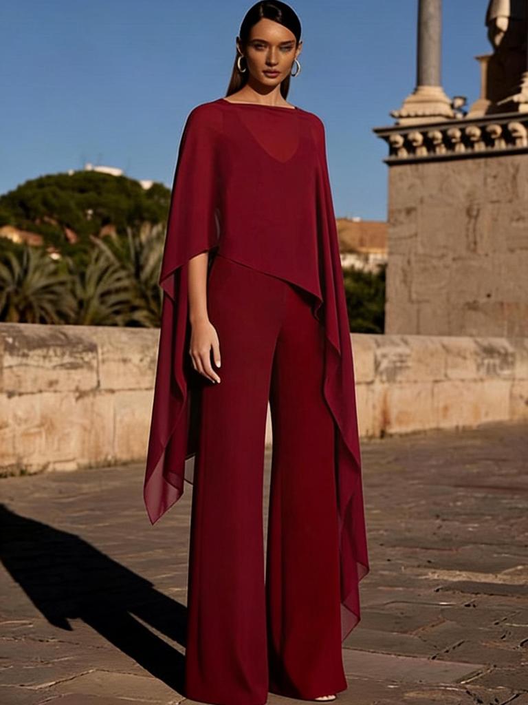 New Women's Irregular Top & Slim-Fit Jumpsuit Two-Piece Set - Elegant Party Fashion