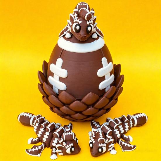 3D Printed Dragon Egg Ornament Toy with Dragon Figurine Inside, Sports Ball Inspired Fidget Toy, Stress Relief Dragon Statue for Kids Adults Home
