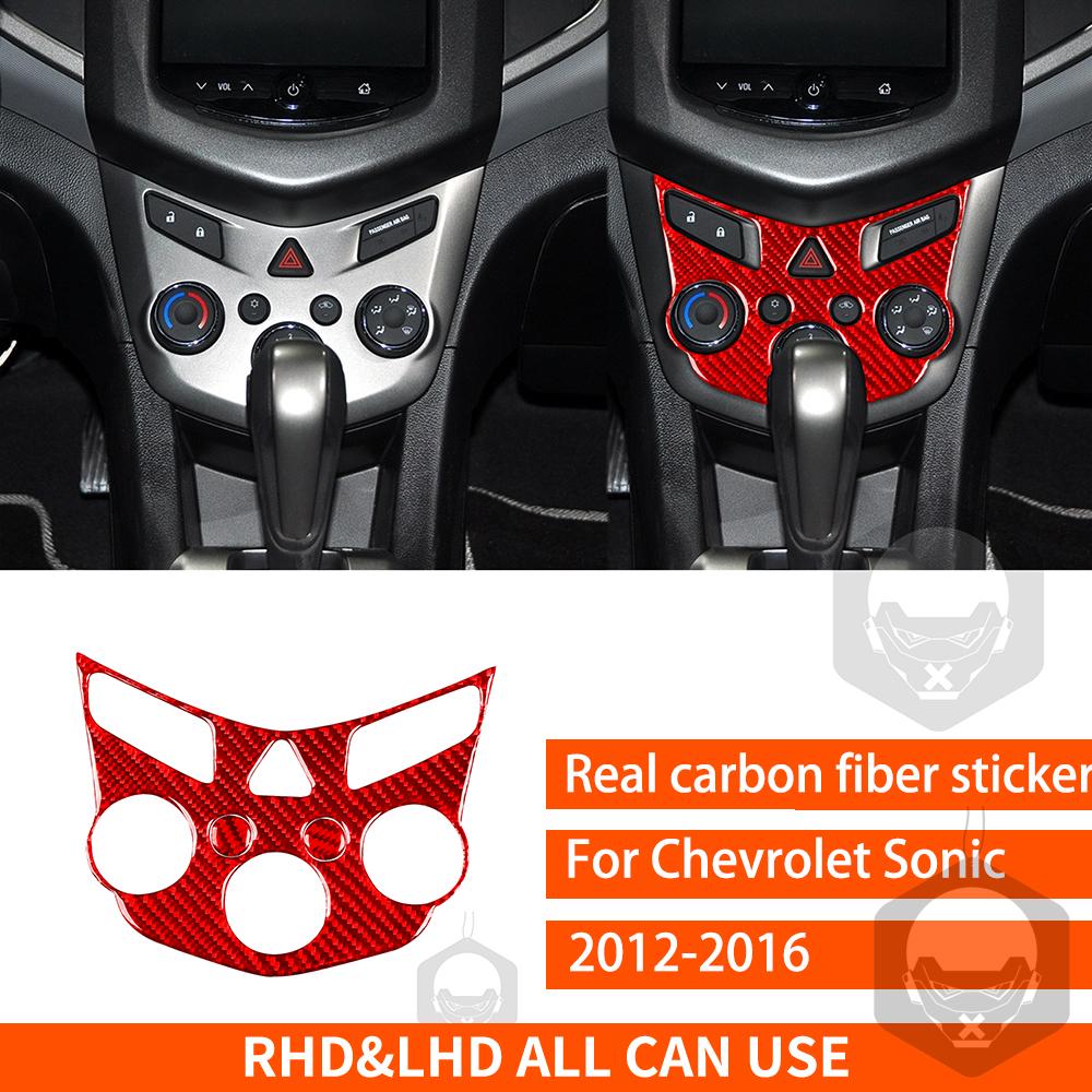 For Chevrolet Sonic 2012-2016 Real Carbon Fiber Sticker Central Air Conditioning Control Panel Car Accessories ide Decorative