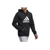 Adidas Classic Logo Print Drawstring Hoodie, Men Daily Outdoor Sports Casual Long Sleeve Sweatshirt Black GH6663