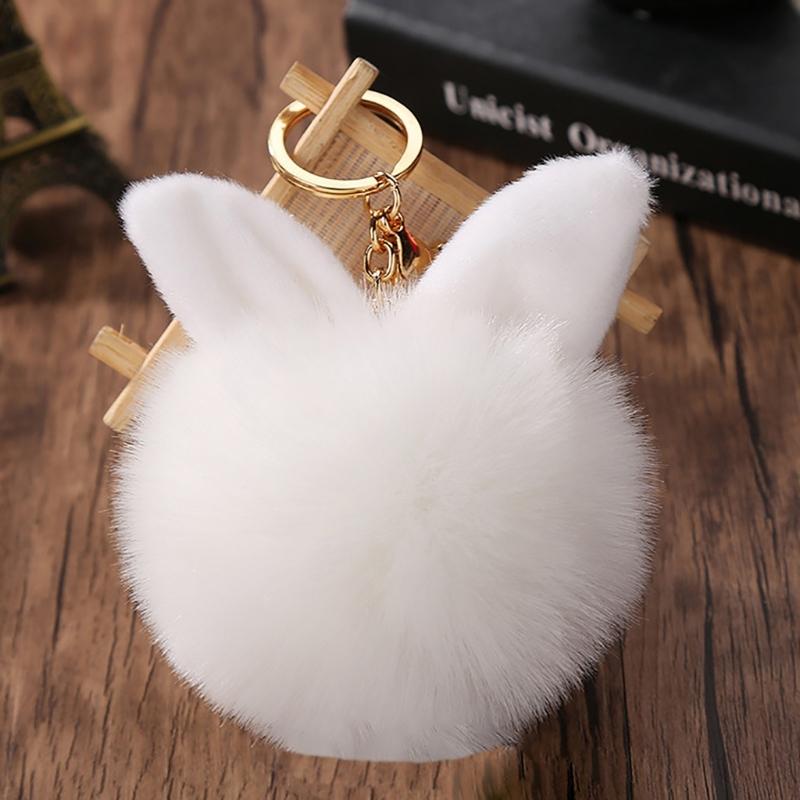 Soft Artificial Rabbit Furs Keychain Plushs Ball KeyRing Cute Pom Pom Bag Charm Car Pendant Decoration for Women Girls