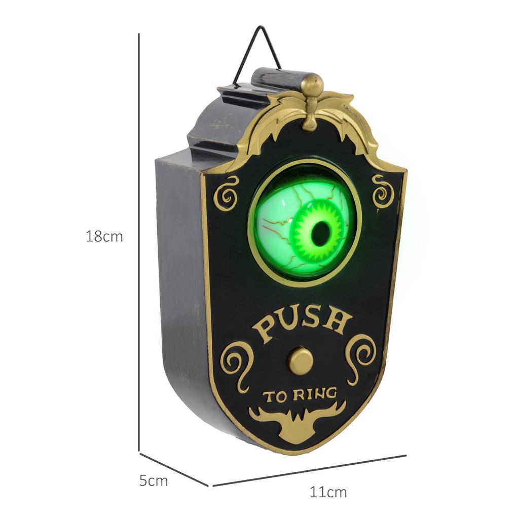 Halloween decoration, doorbell with horror eye, sound & touch sensor, movable, green light