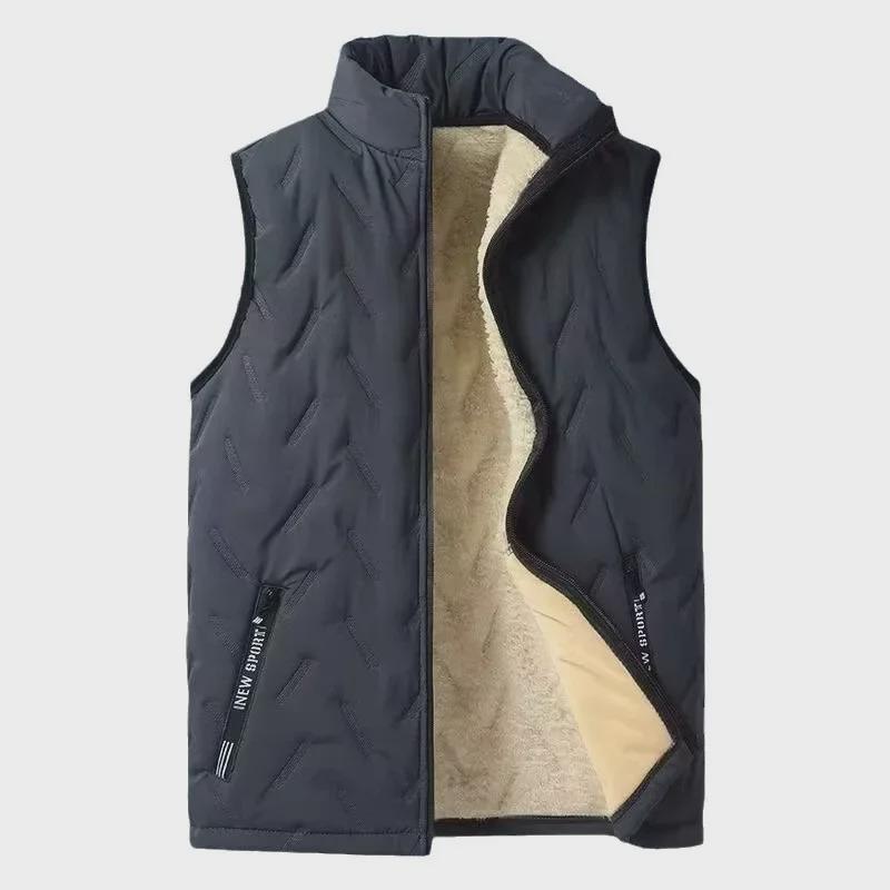 Men's Velvet Lambskin Stand Collar Vest - Warm Autumn & Winter Jacket