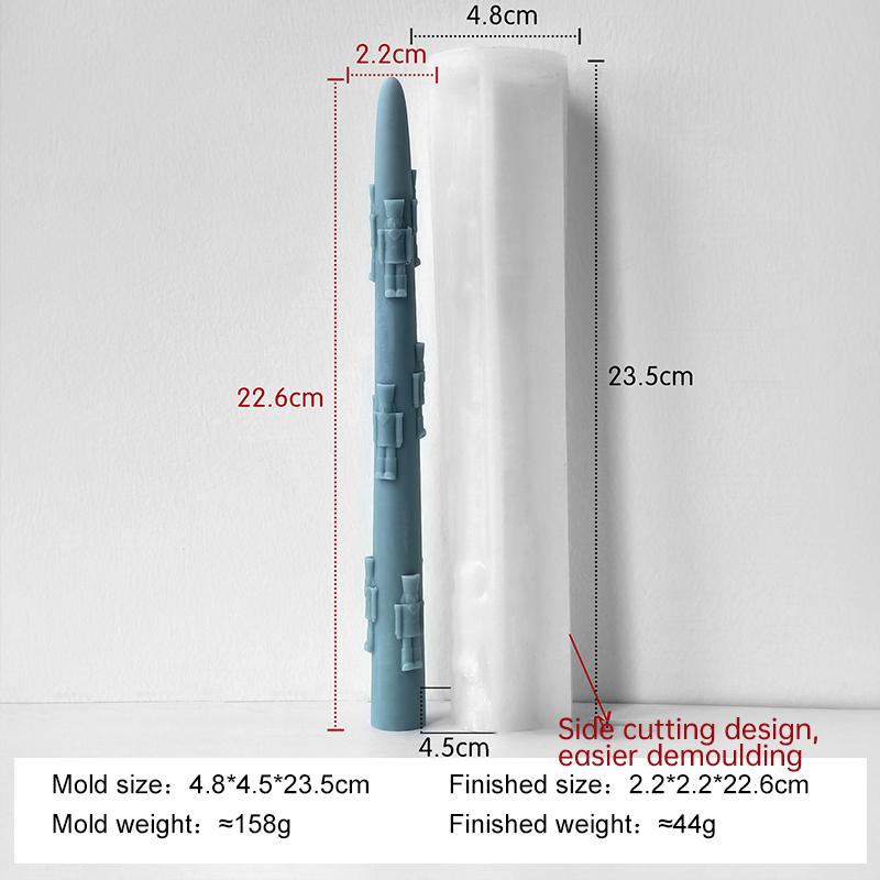 Gör-det-själv Lång Stång Julgran Silikon Ljusform Handgjort Aromljus Lång Stång Reliefform Julljustillverkningsmaterial