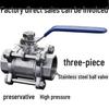 304/316L Stainless Steel High-Pressure Three-Piece Internal Thread Ball Valve, Sizes 1/2", 3/4", 1", DN15, DN25