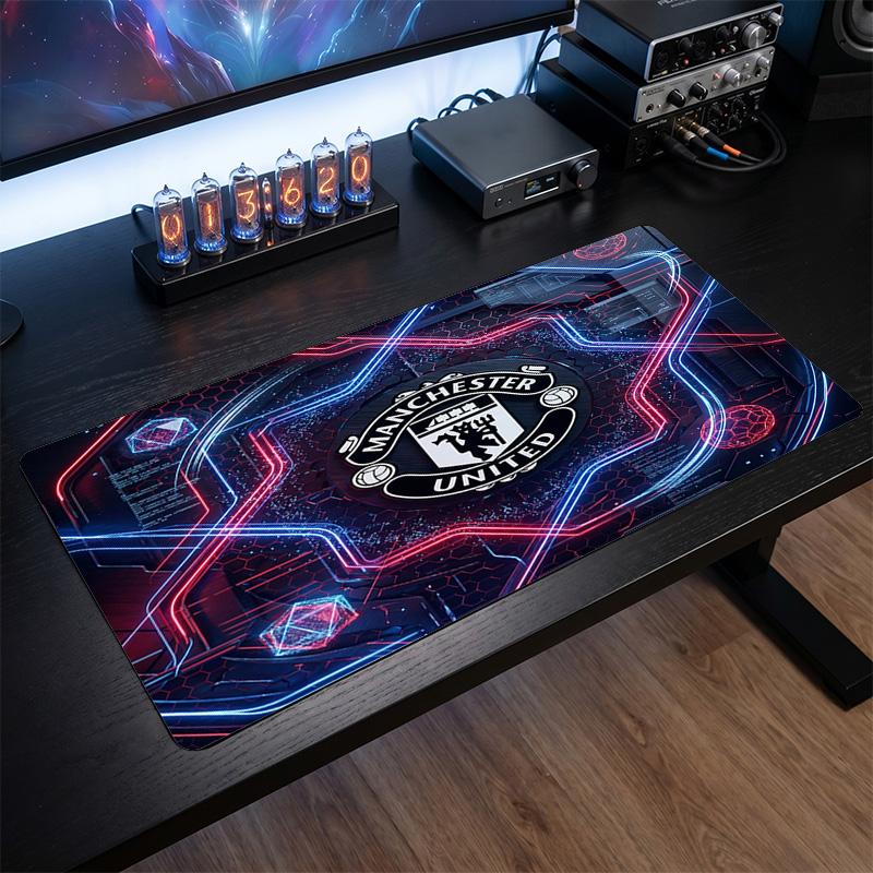 Manchester United Aufdruck Großes Mauspade, Rutschfeste Weiche Gummi Gaming Schreibtischmatte für Büro Laptop Computer Dekor