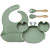 Crab-Themed Silicone Tableware Set: 9-Piece Baby Feeding Kit with Meal Plate, Bowl, Spoon, and Fork